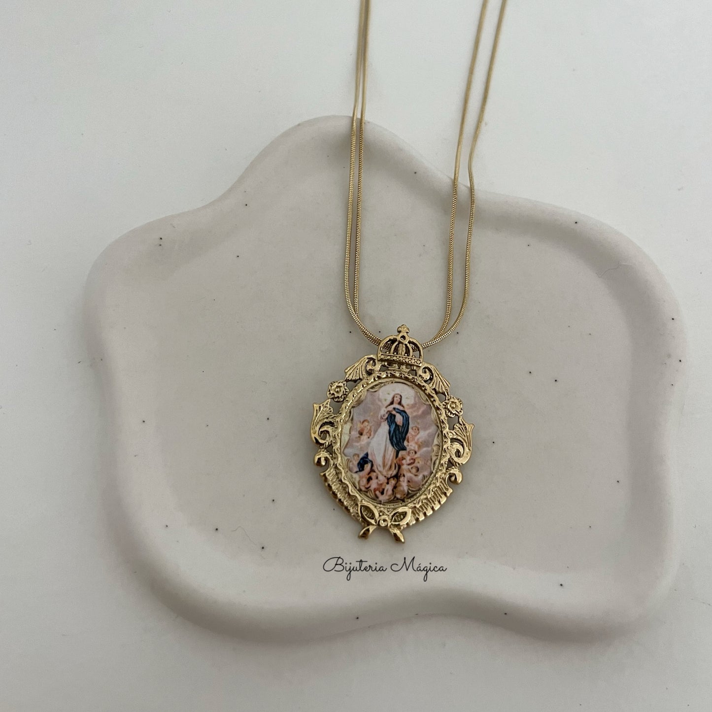 Colar Nossa Senhora (Imaculada Conceição) Vintage Dourado