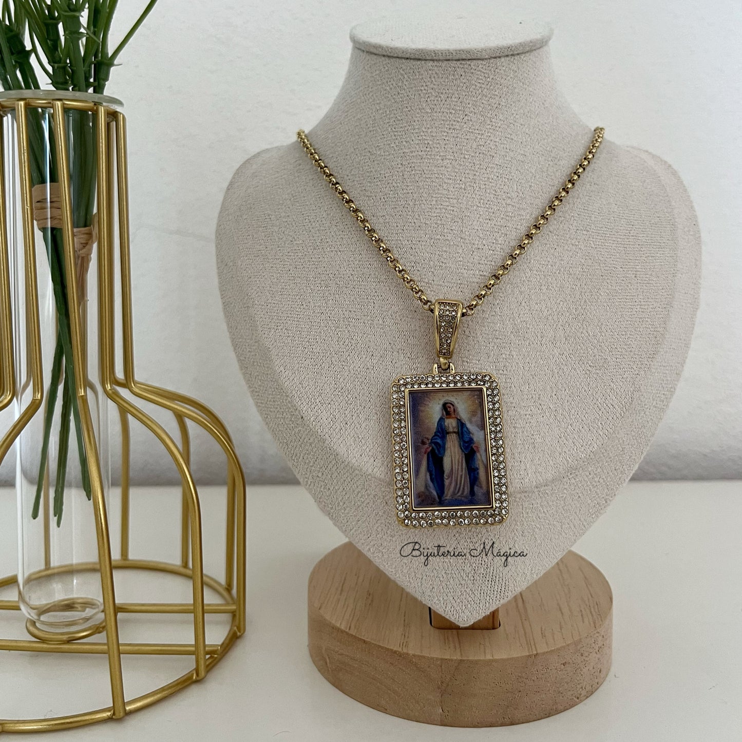 Colar Imaculada Conceição Brilho Dourado