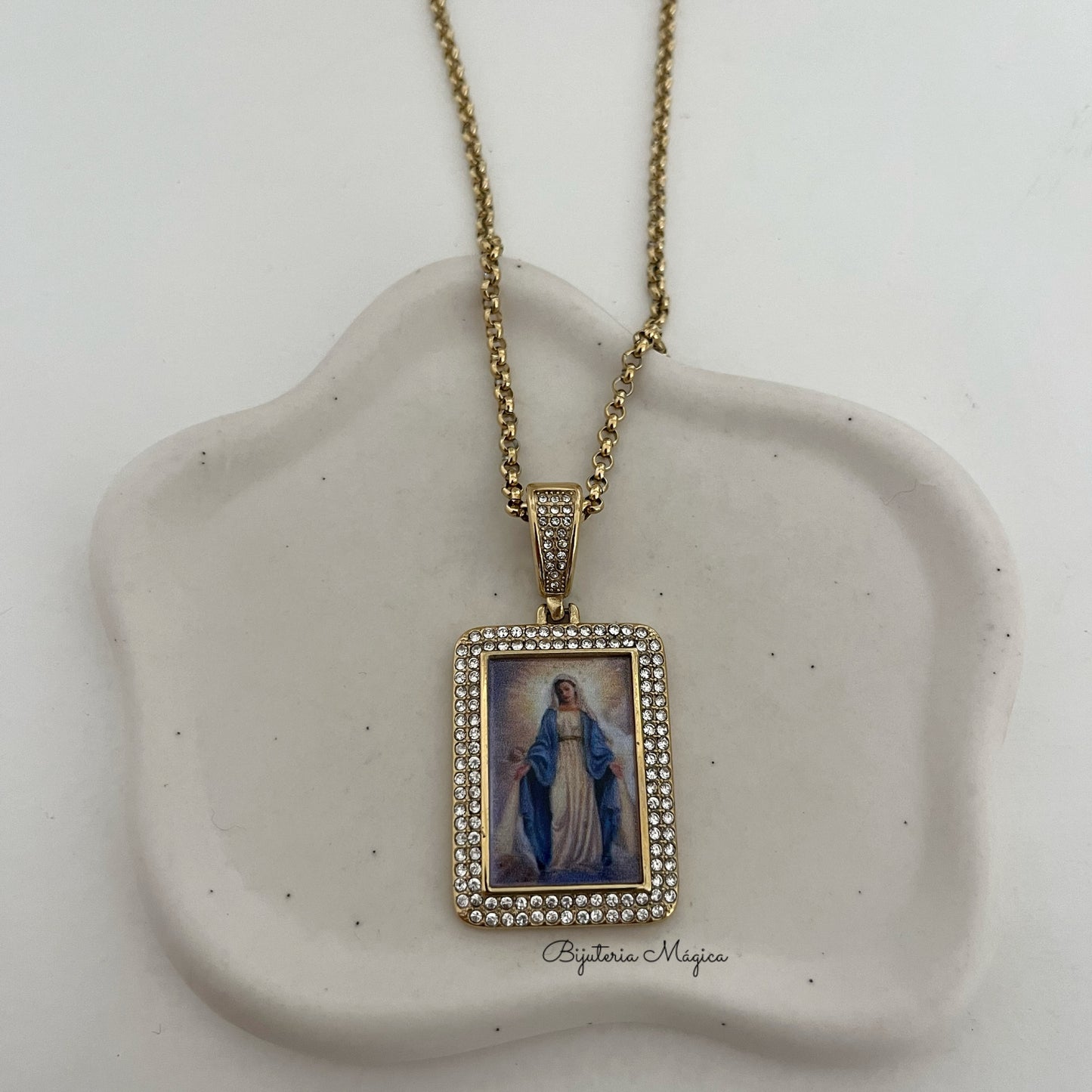 Colar Imaculada Conceição Brilho Dourado