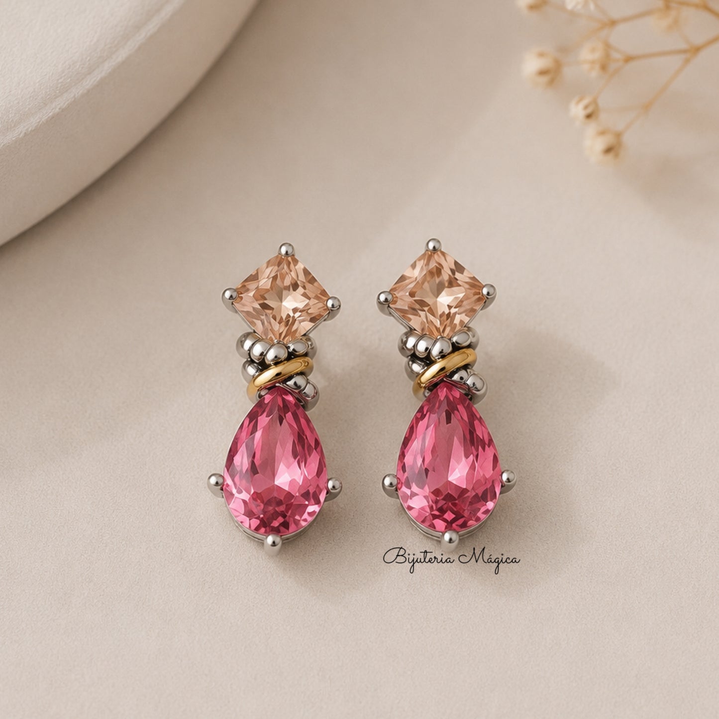Brincos Gotas Rosa