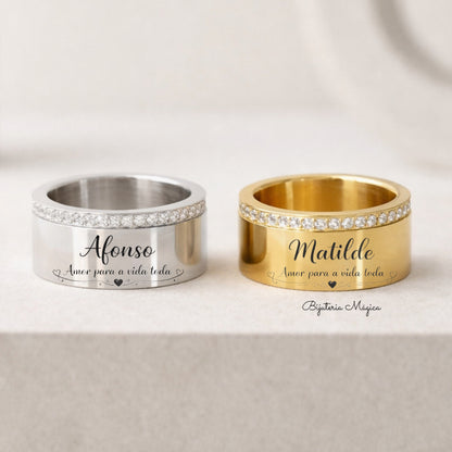 Anel Personalizado com Brilhantes – Amor para a Vida Toda