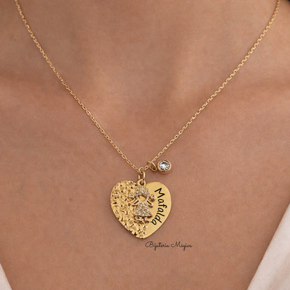 Colar Coração Personalizado Menina/Menino em Aço Dourado