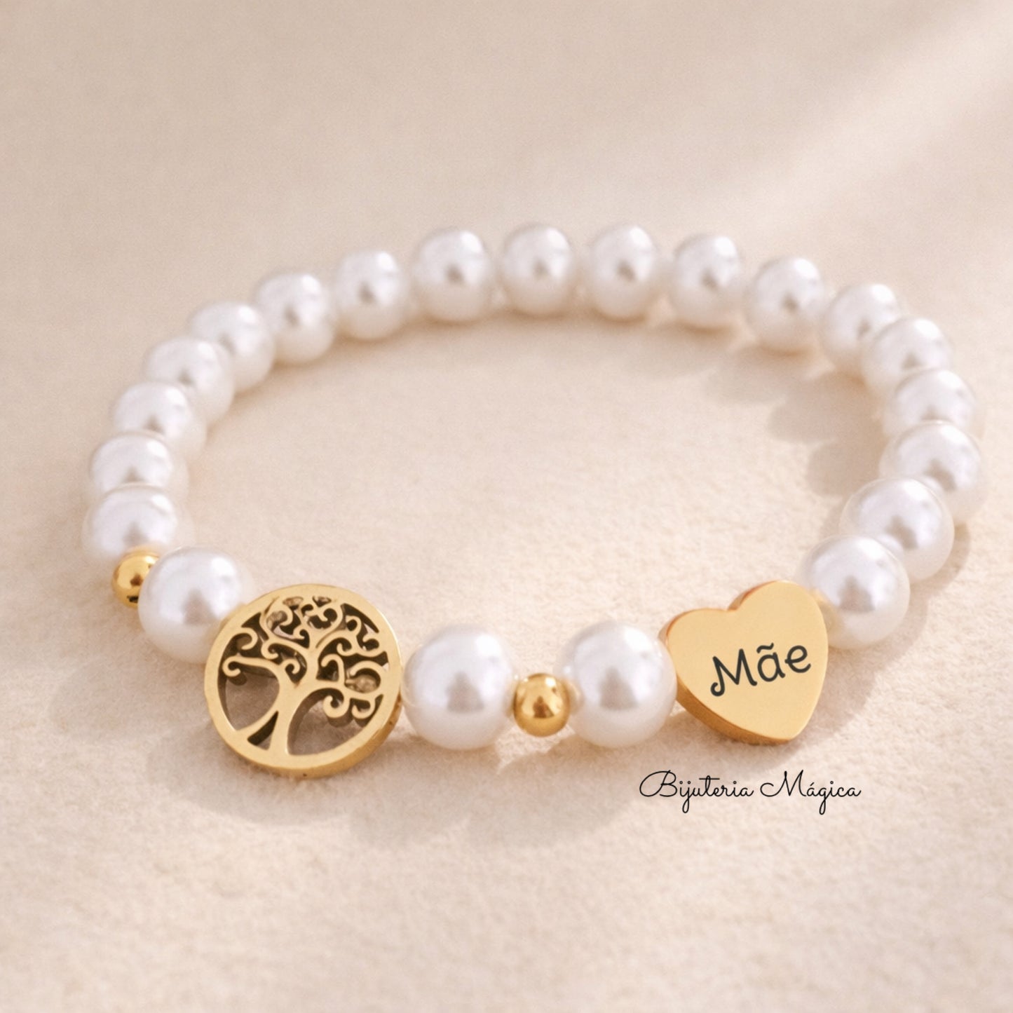 Pulseira Árvore da Vida “Mãe” em Aço Inoxidável
