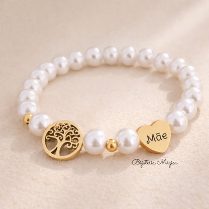 Pulseira Árvore da Vida “Mãe” em Aço Inoxidável
