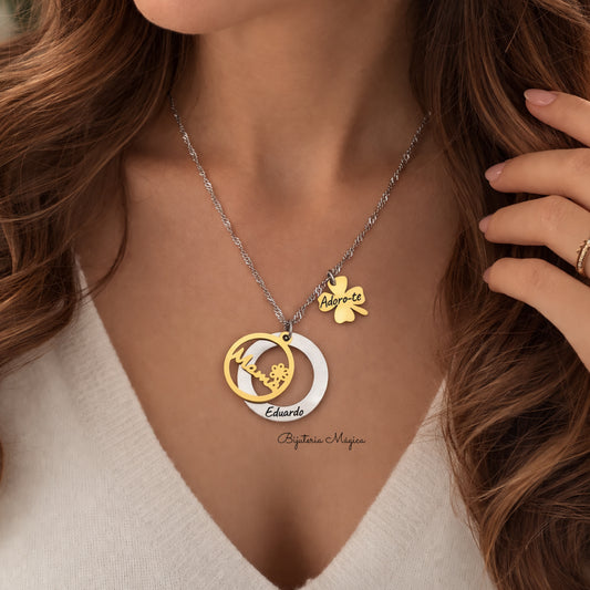 Colar Personalizado Duplo “Mãe” em Aço Bicolor