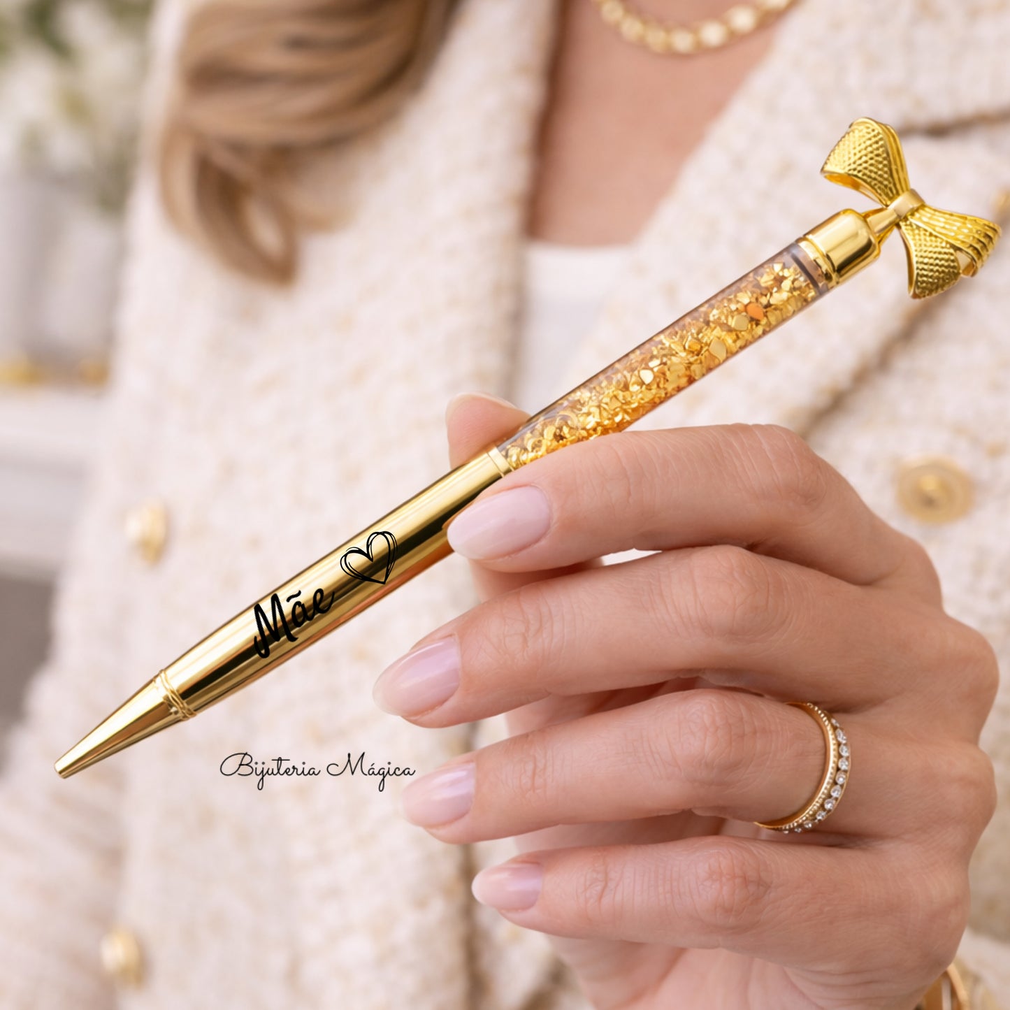 Caneta Personalizada para Mãe – 3 Cores Elegantes
