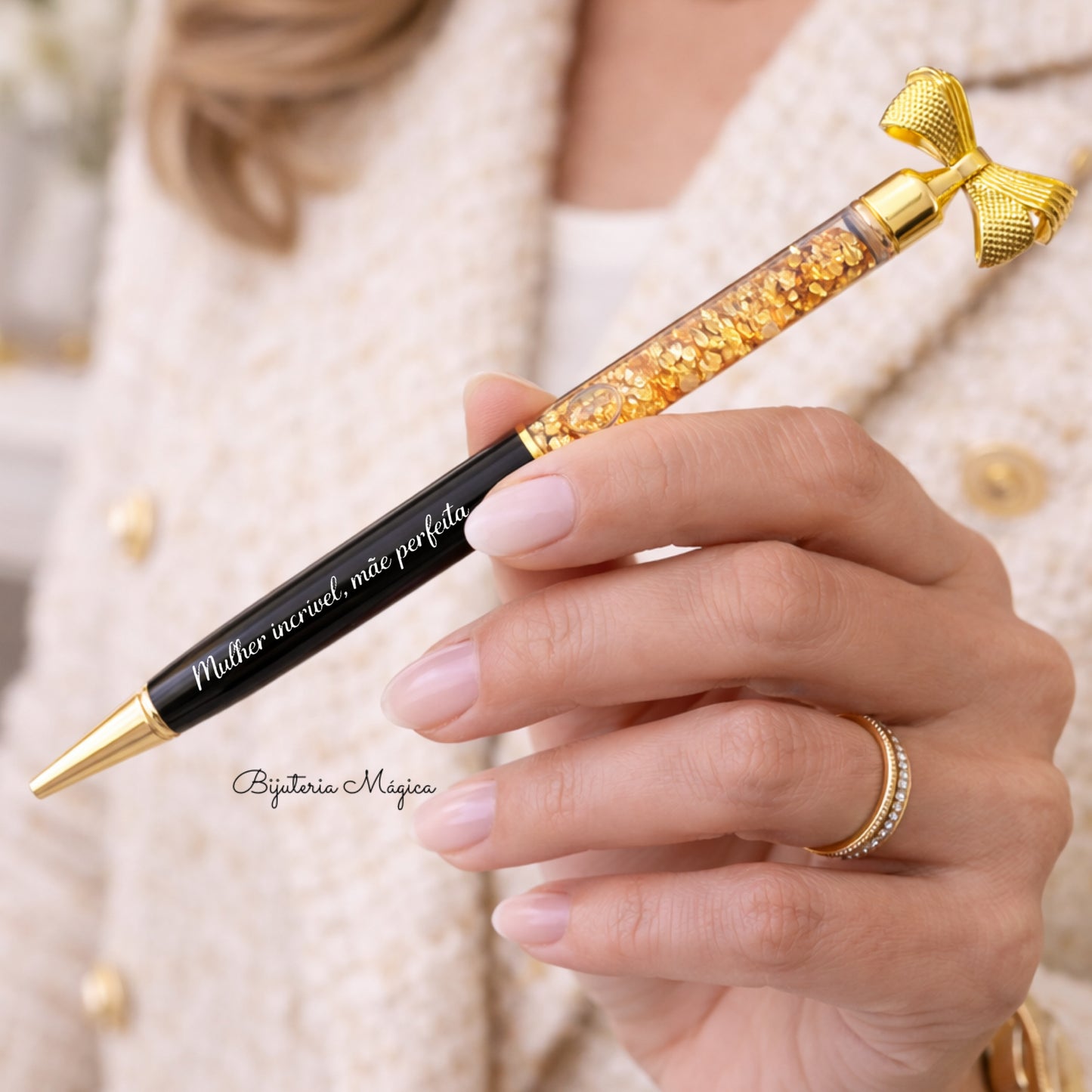 Caneta Personalizada para Mãe – 3 Cores Elegantes