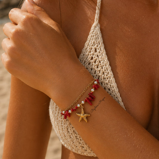 Pulseira Dupla Coral & Estrela do Mar