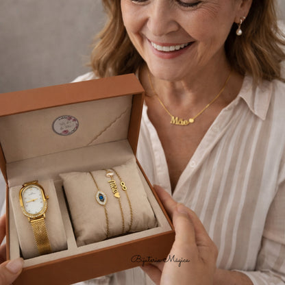 Conjunto Especial Mãe – Relógio e 3 Pulseiras