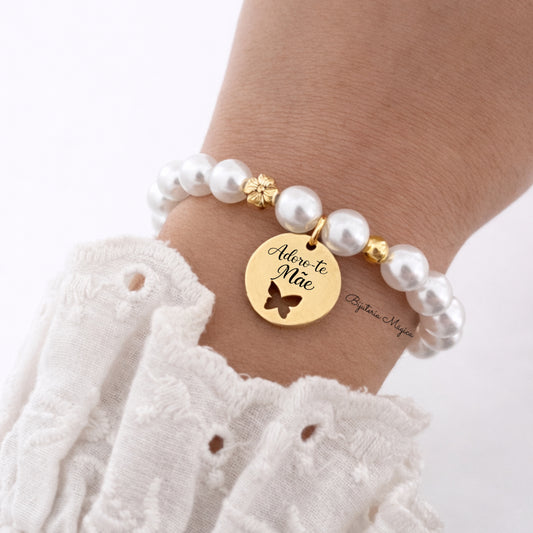Pulseira Pérolas Adoro-te Mãe