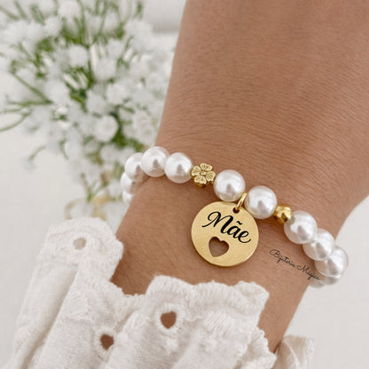 Pulseira Pérolas Mãe Personalizada