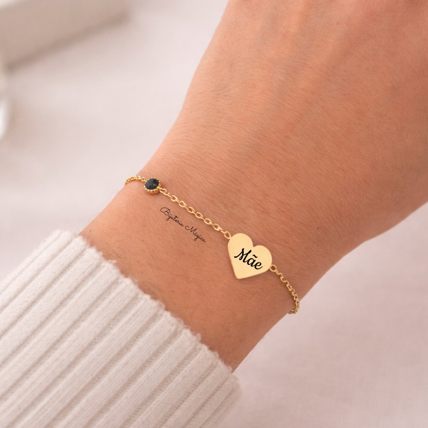 Pulseira Coração Mãe Delicada em Aço