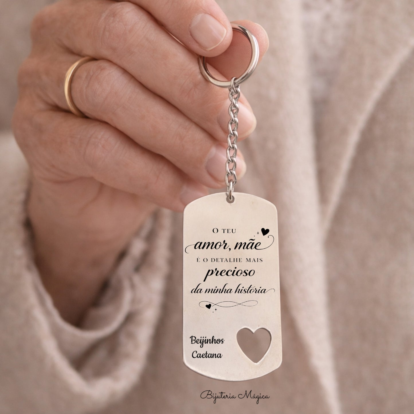 Porta-Chaves Mensagem de Amor Personalizado em Aço