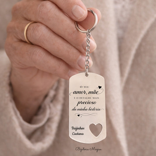 Porta-Chaves Mensagem de Amor Personalizado em Aço