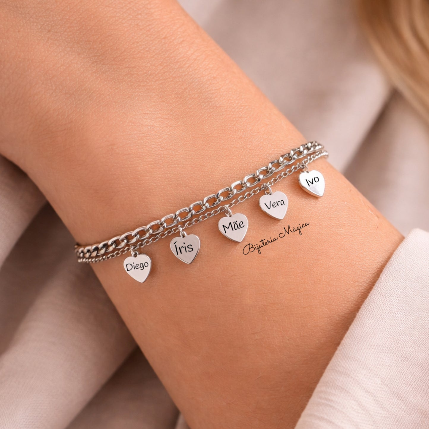 Pulseira Amor de Mãe Personalizada em Aço