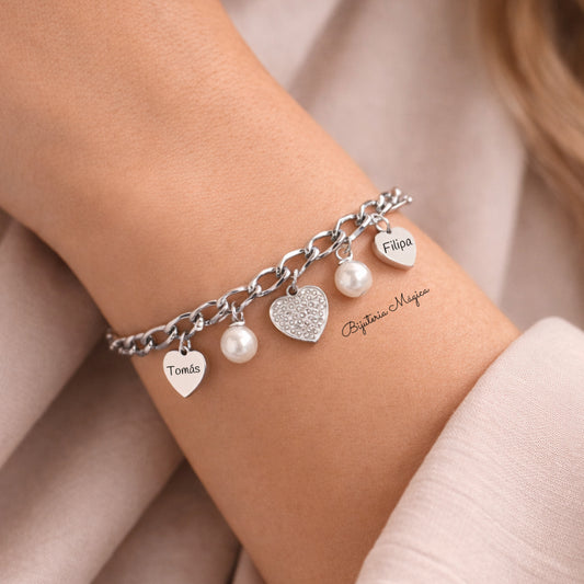 Pulseira Laços Eternos Personalizada em Aço