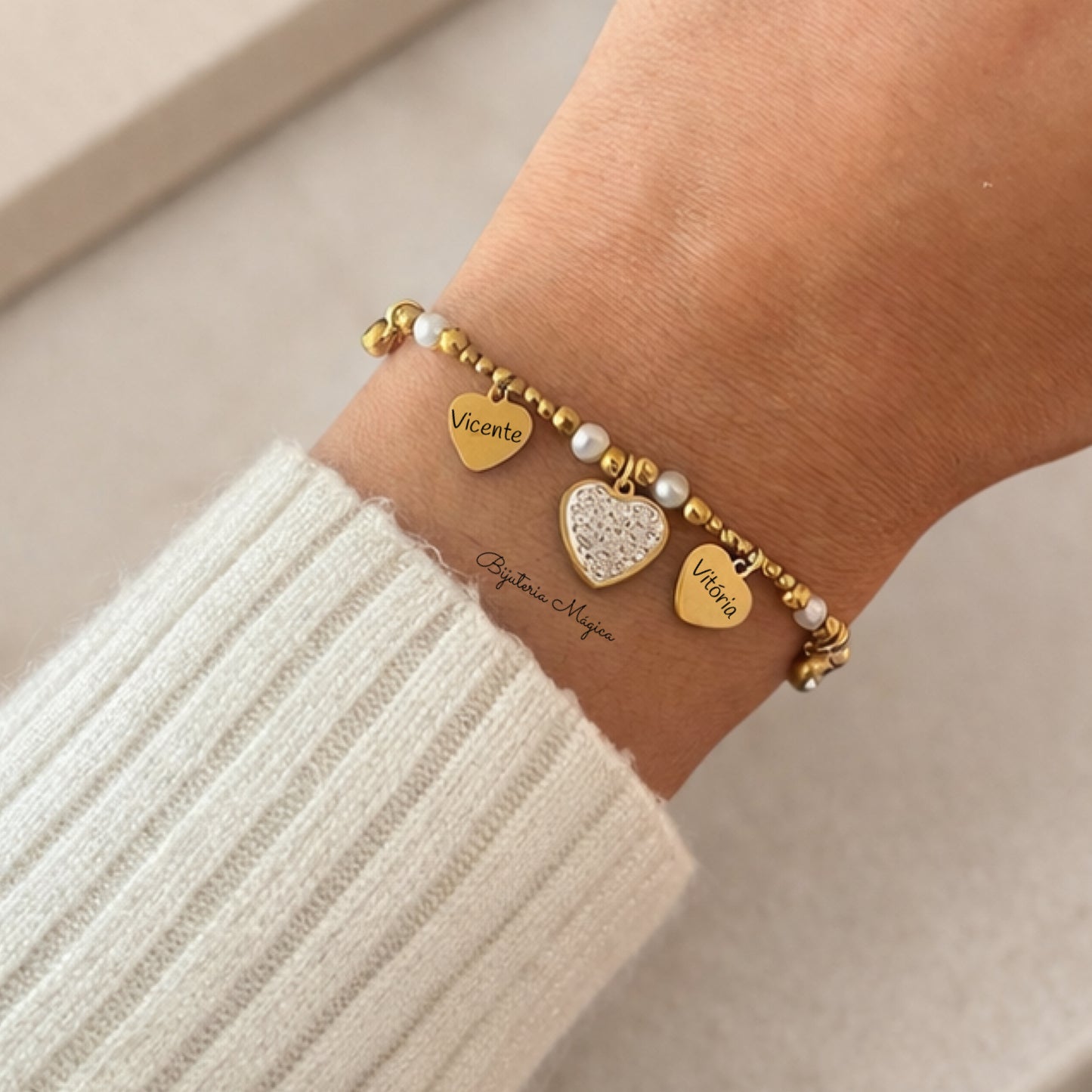 Pulseira Essência de Amor Personalizada em Aço