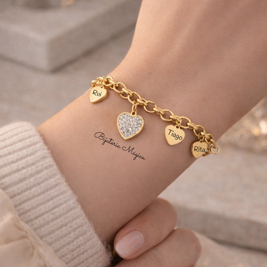 Pulseira História de Amor Personalizada em Aço