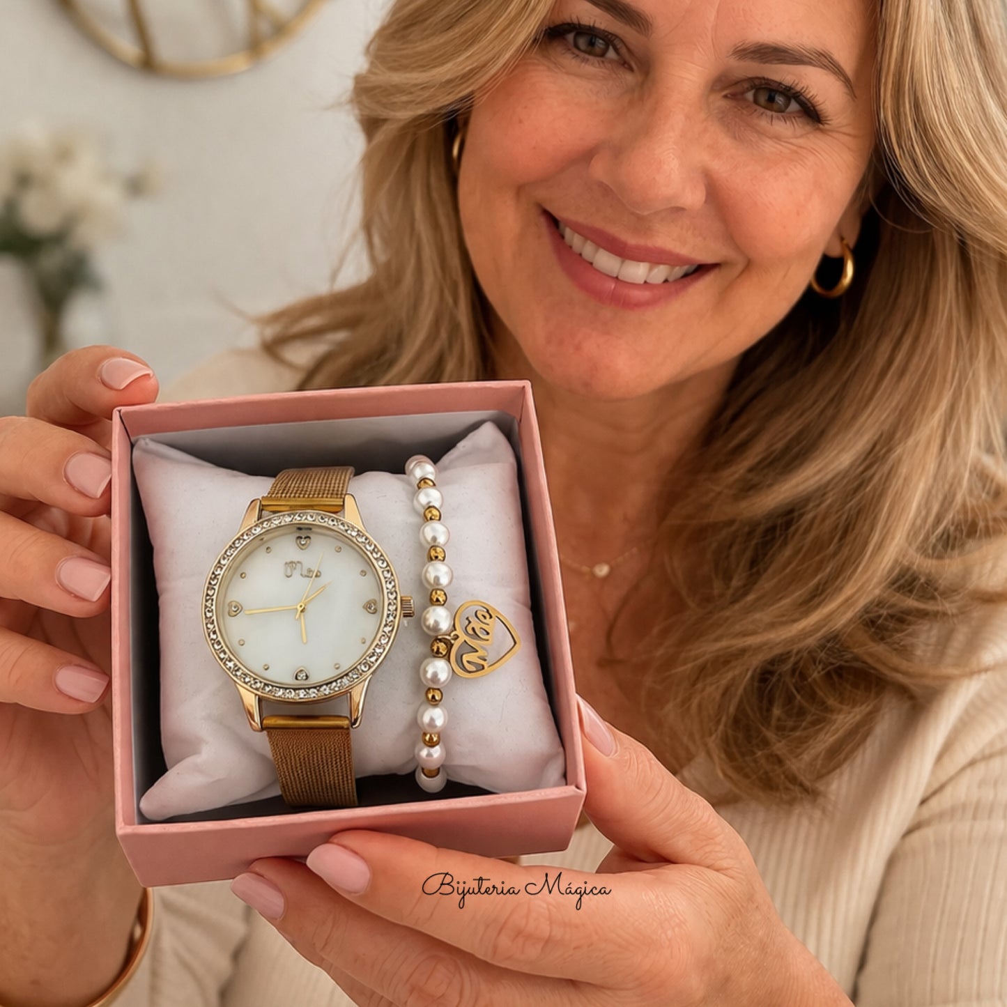 Conjunto Elegância Pérola Dourada