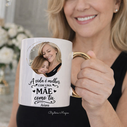 Caneca Personalizada Amor de Mãe com Fotografia