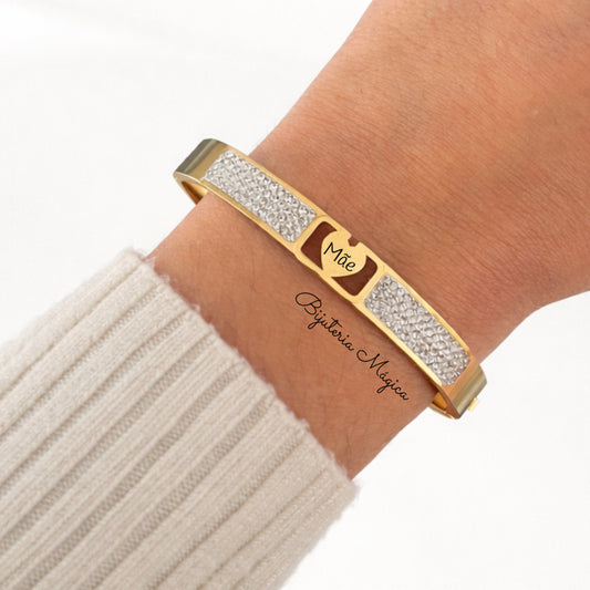 Pulseira Mãe Coração Brilho