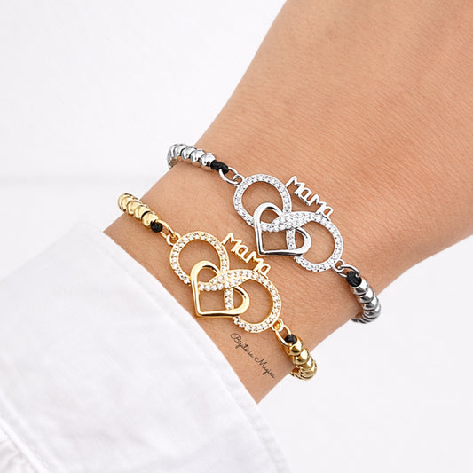 Pulseira Infinito Mamã com Coração e Zircónias