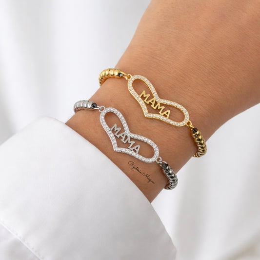 Pulseira Coração Mamã com Zircónias
