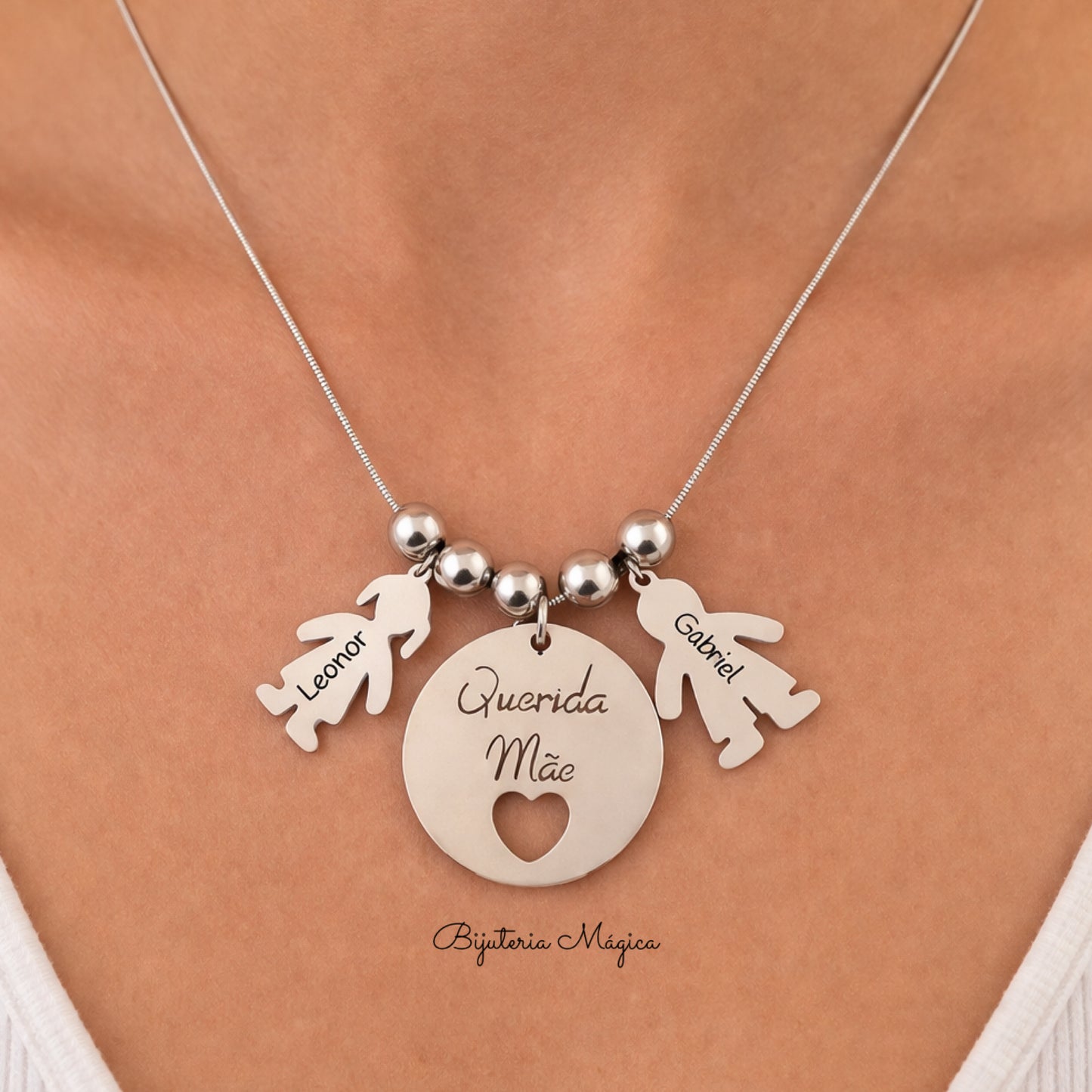 Colar Querida Mãe com Filhos Personalizáveis