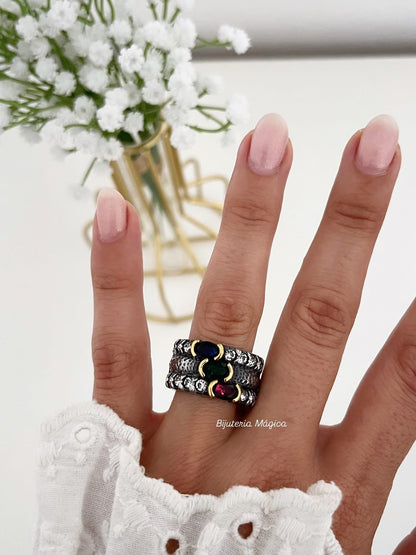 Anel Trio Glamour Multicolor