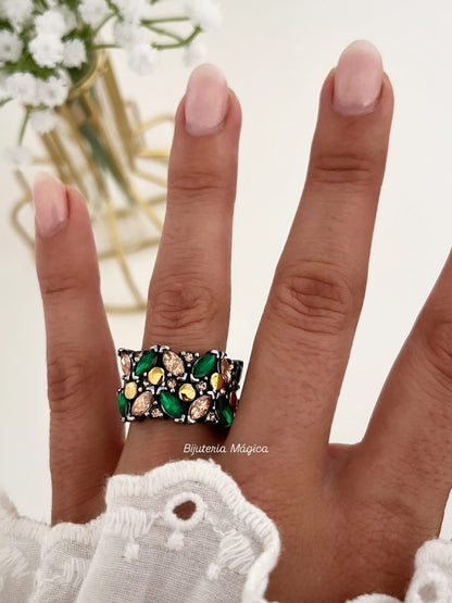 Anel Glamour Verde Vintage