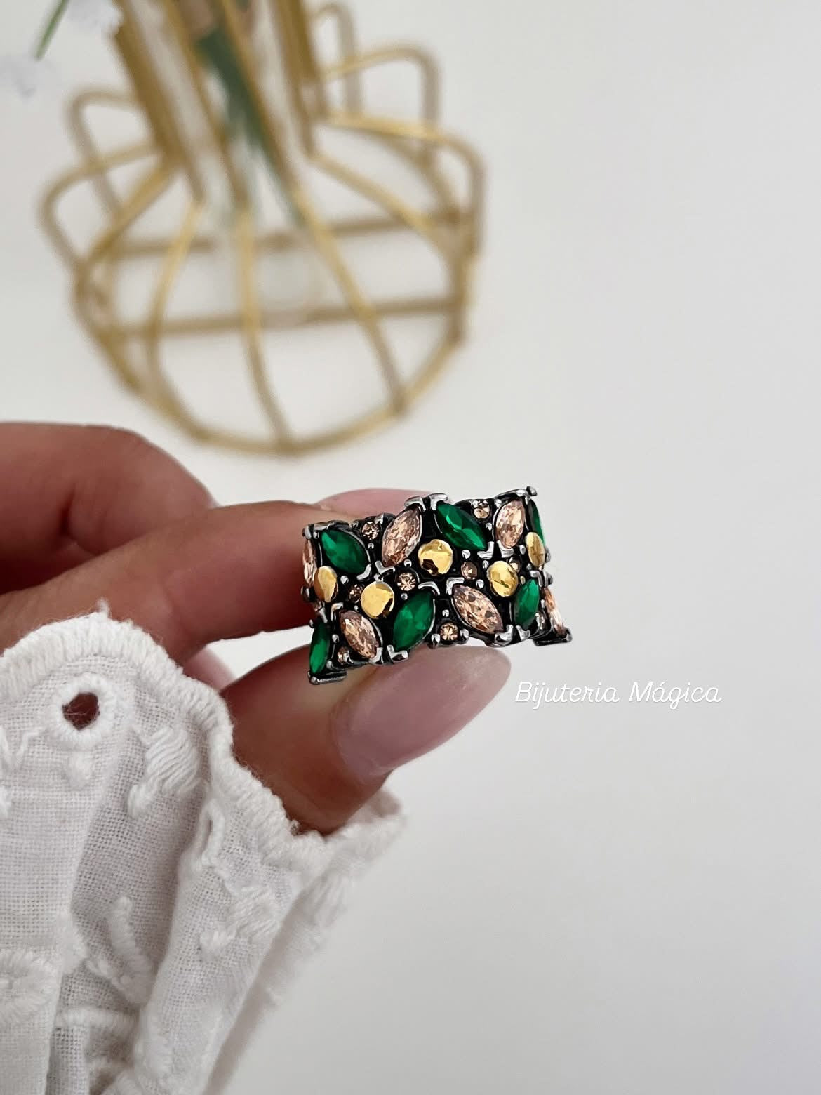 Anel Glamour Verde Vintage