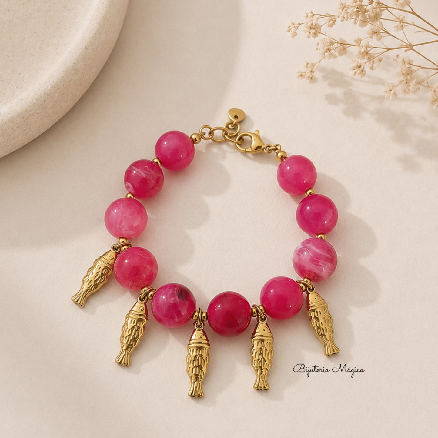 Pulseira Coral Rosa