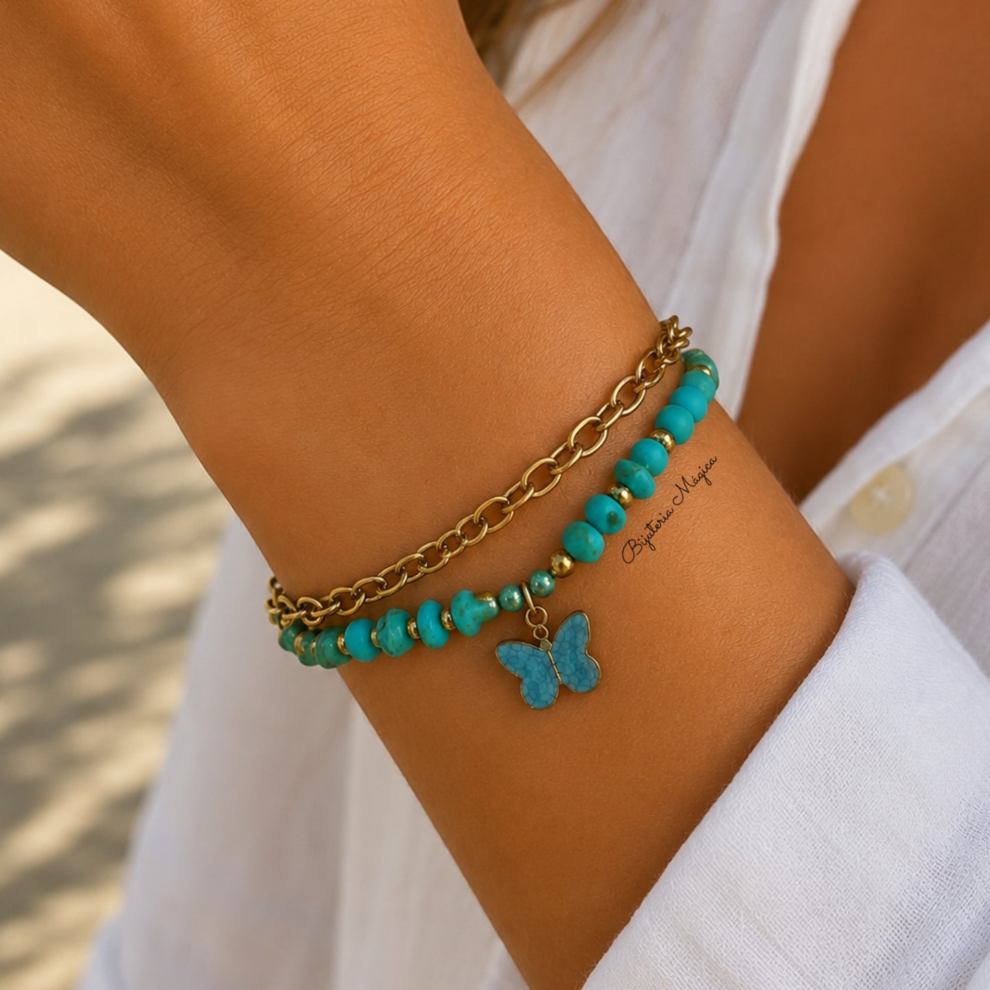 Pulseira Borboleta Turquesa