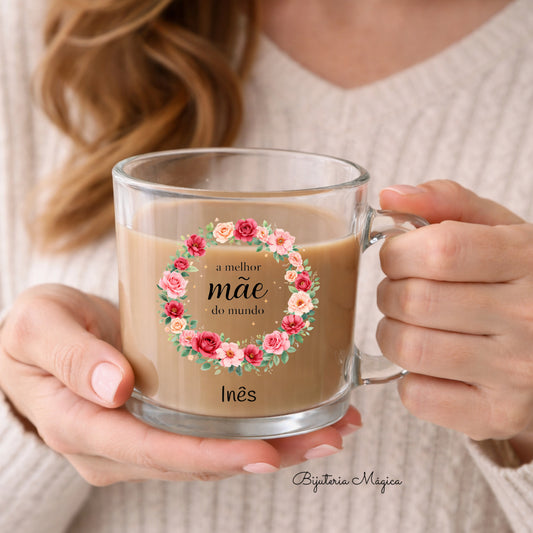 Caneca Transparente Personalizada Melhor Mãe