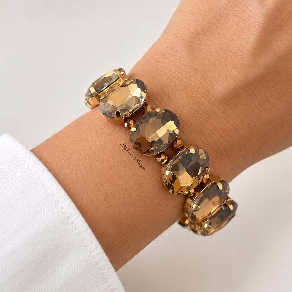 Pulseira Cristais Champagne