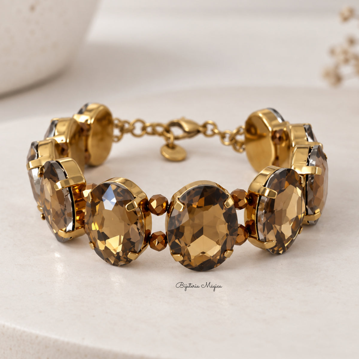 Pulseira Cristais Champagne