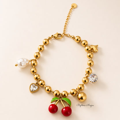 Pulseira Cereja Brilho Verão
