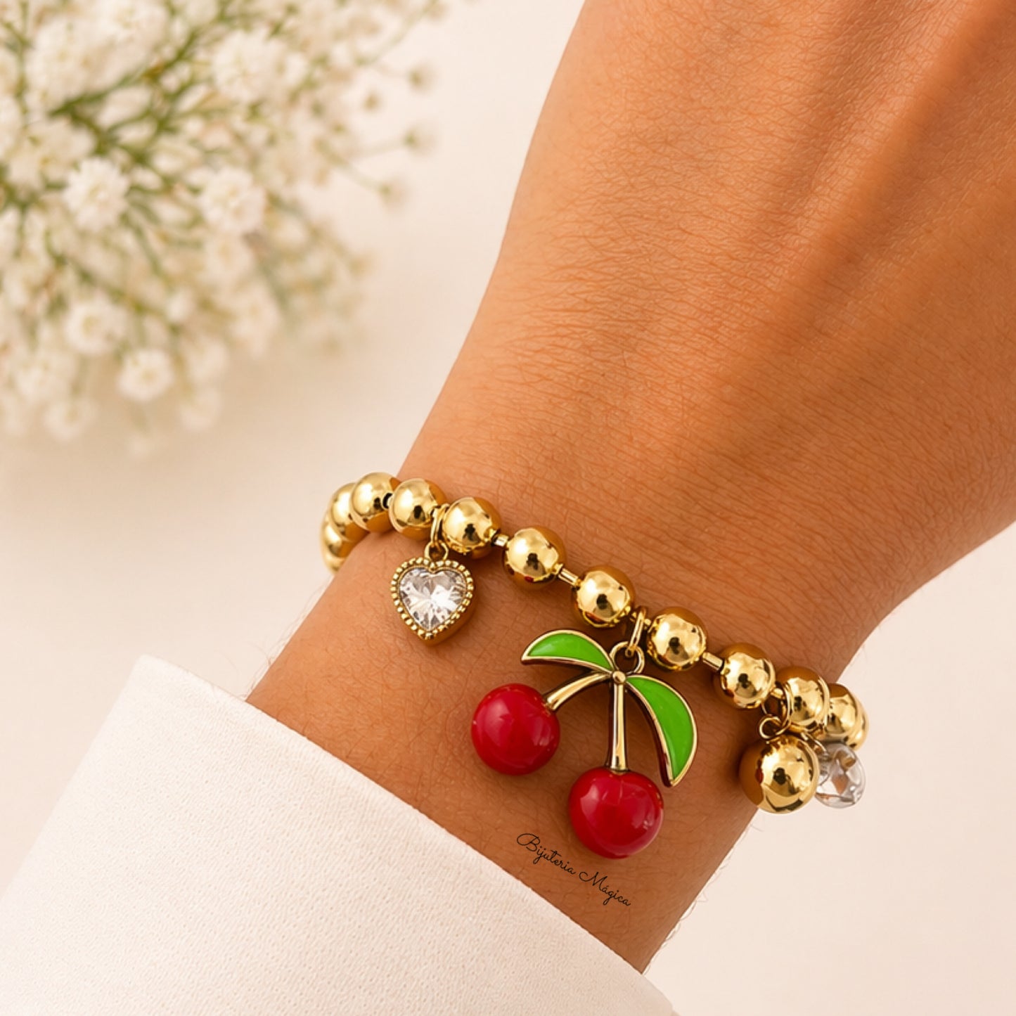 Pulseira Cereja Brilho Verão