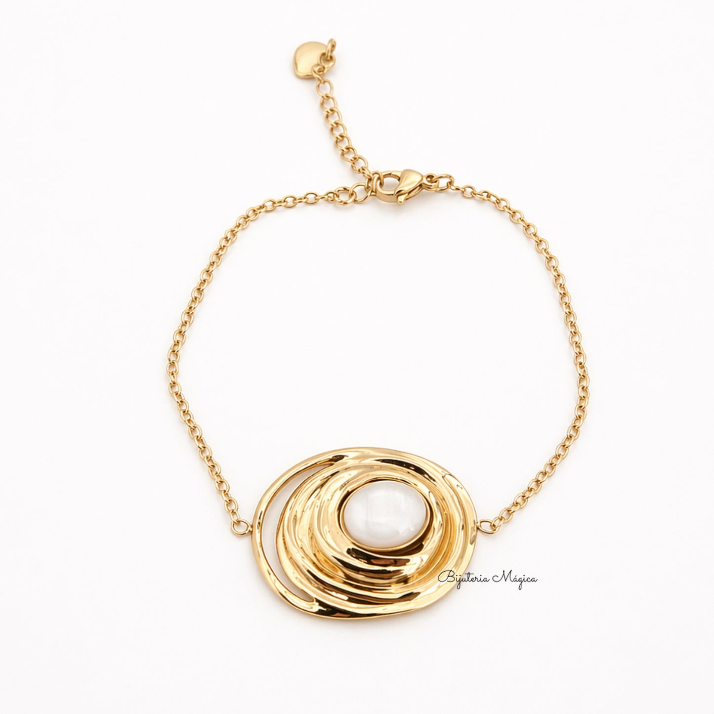 Pulseira Dourada Elegance com Pedra Central