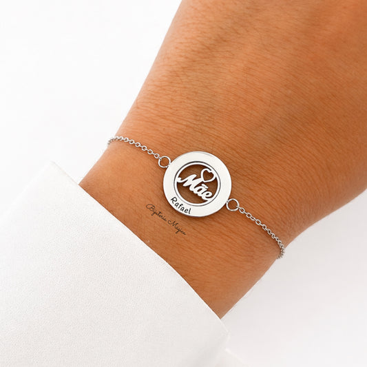 Pulseira Personalizada Mãe com Nome em Aço