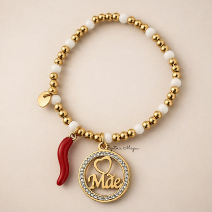Pulseira Mãe Proteção Elástica em Aço