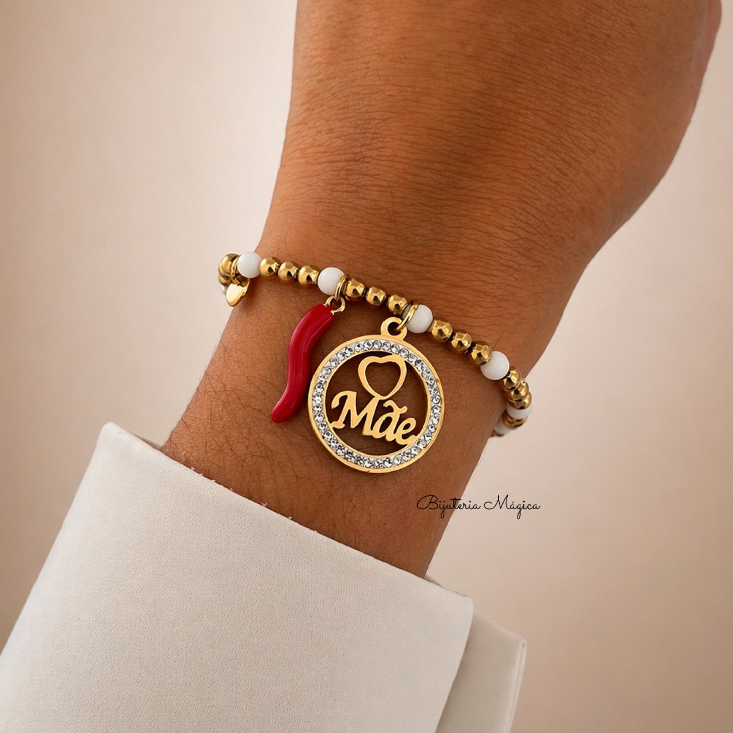Pulseira Mãe Proteção Elástica em Aço