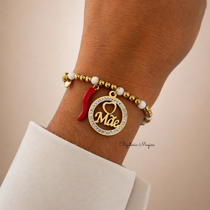 Pulseira Mãe Proteção Elástica em Aço
