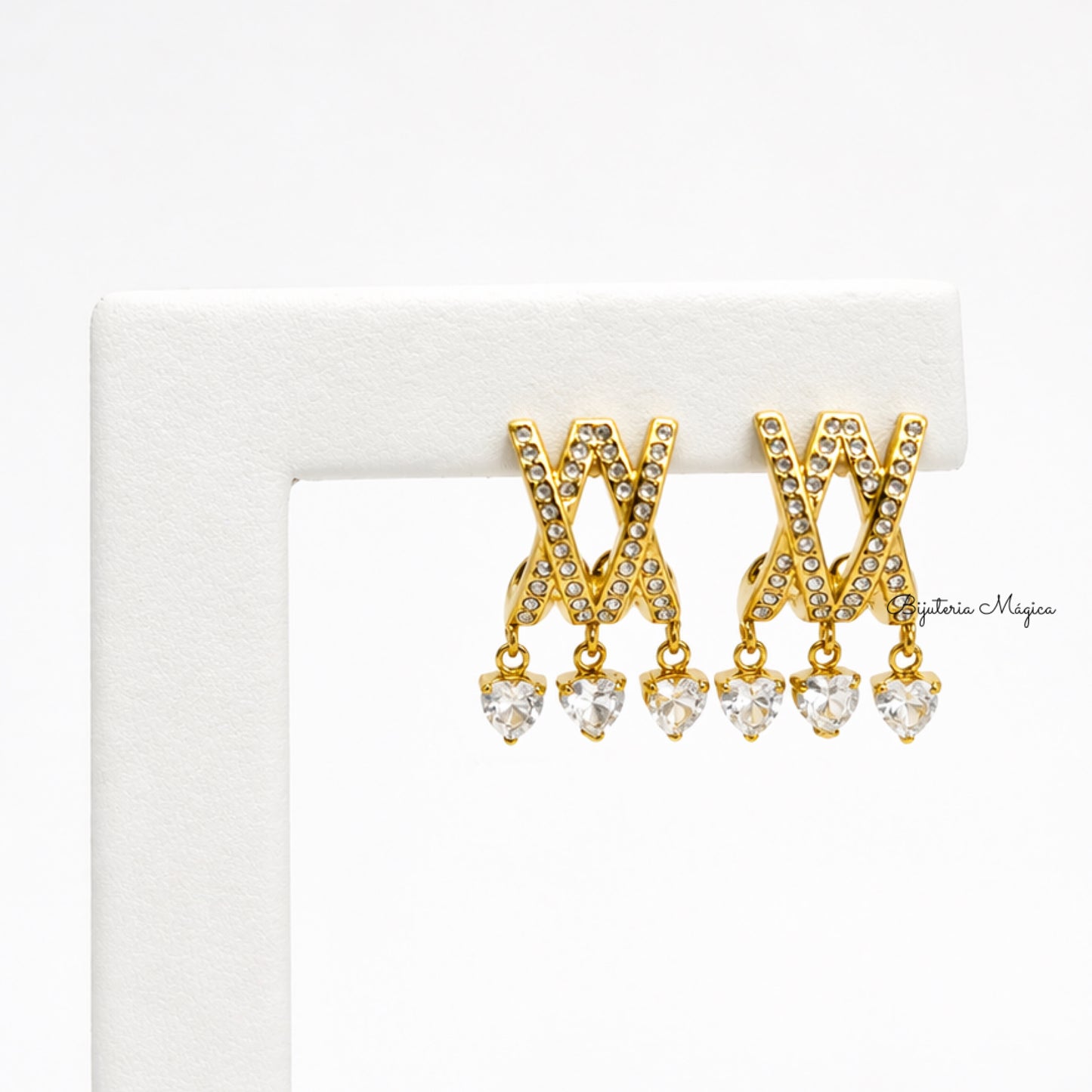 Brincos Luxo Entrelaçado com Zircónias