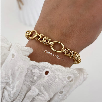 Pulseira Corrente Sofisticada em Aço Inoxidável