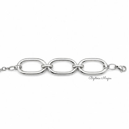 Pulseira Elo Oval Elegante em Aço Inoxidável