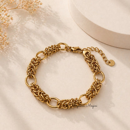 Pulseira Corrente Sofisticada em Aço Inoxidável