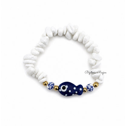 Pulseira Peixe Olho Protetor Azul