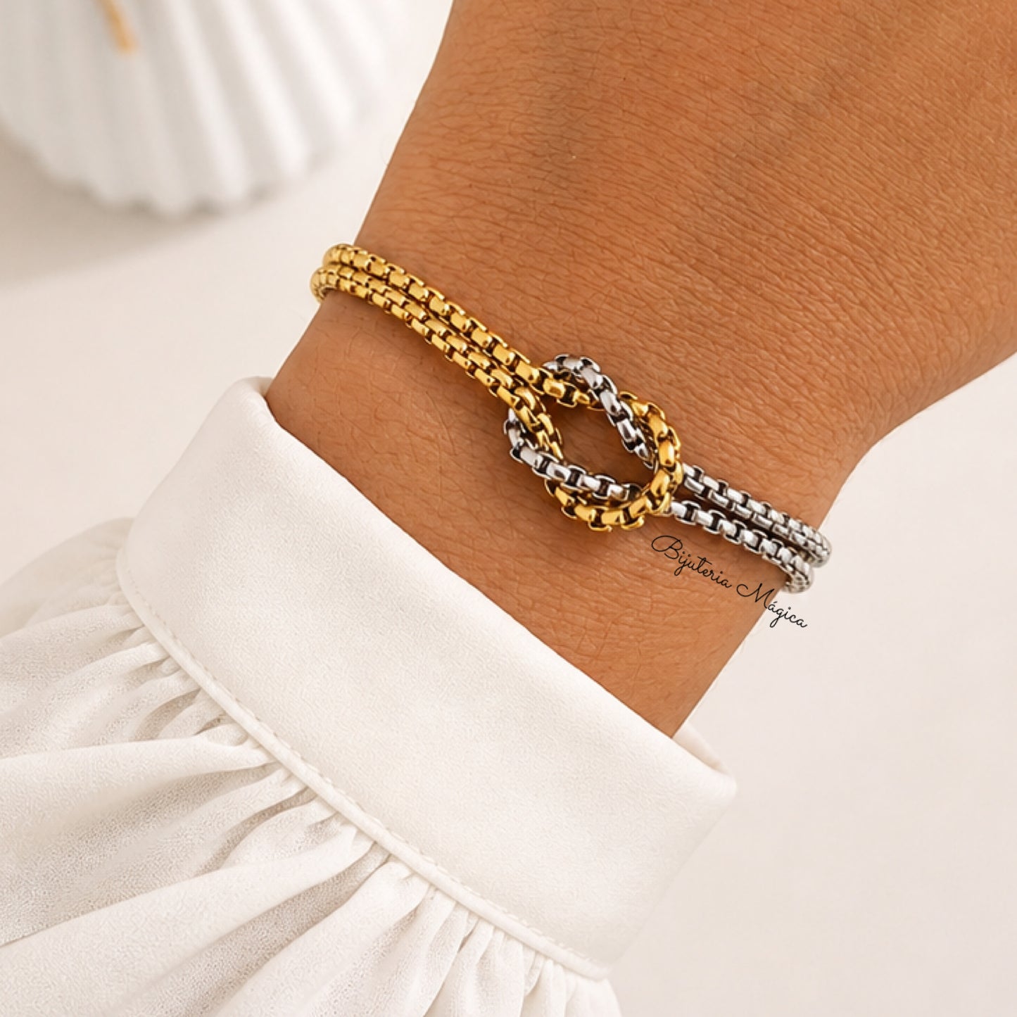 Pulseira Nó Bicolor Elegante