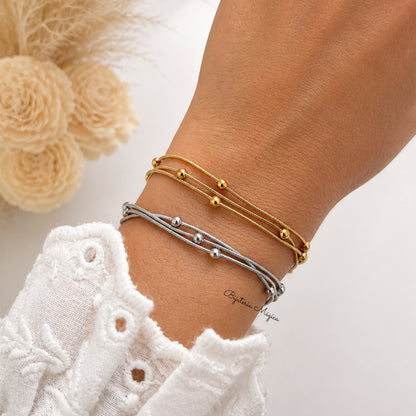 Pulseira Tripla Minimalista em Aço Inoxidável